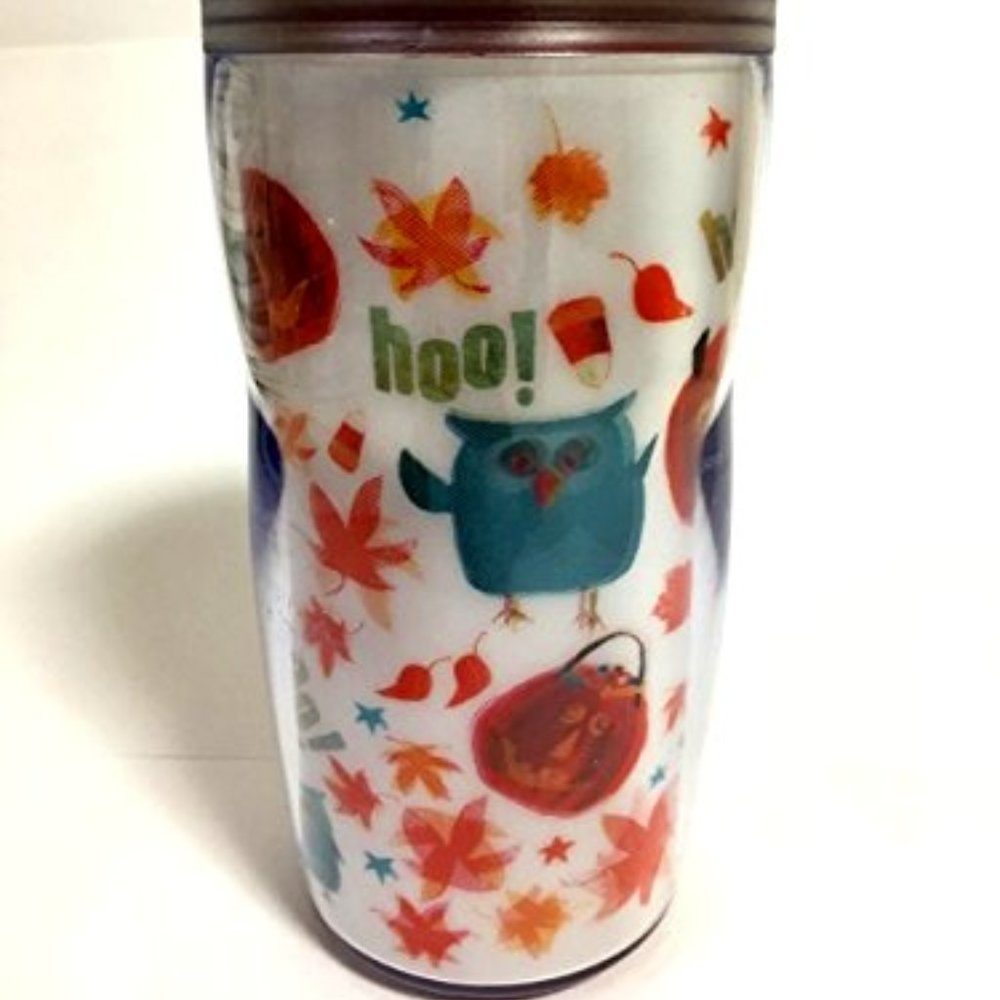 2008 Starbucks Owl & Pumpkin Hologram Coffee Tumbl